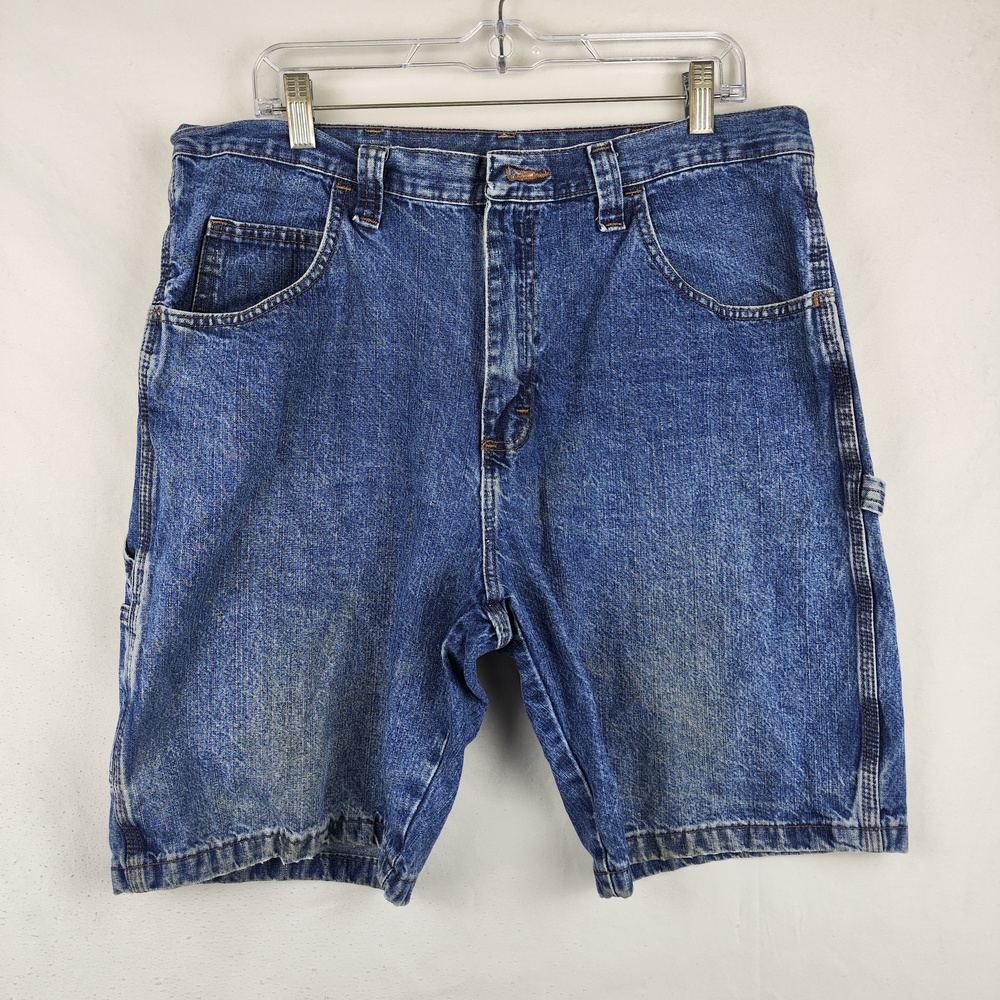 Wrangler Shorts Mens 36 Blue Denim Carpenter Cargo Relaxed Fit Workwear Casual